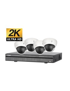 Kit vidéosurveillance ULTRA HD 2K avec 4 cameras domes étanches 1TO