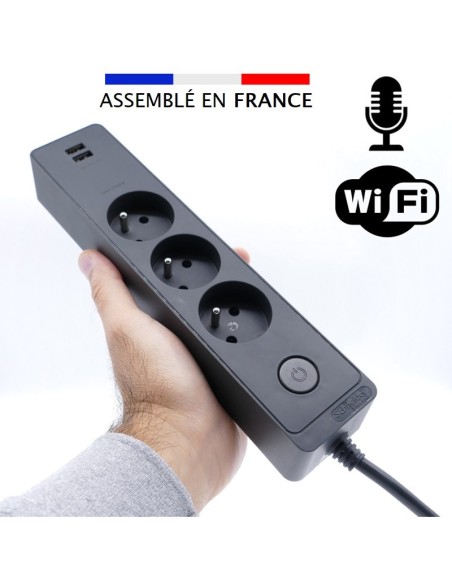 Micro espion WiFi écoute directe et enregistrement dans une multiprise 3P