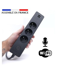 Micro espion WiFi écoute directe et enregistrement dans une multiprise 3P
