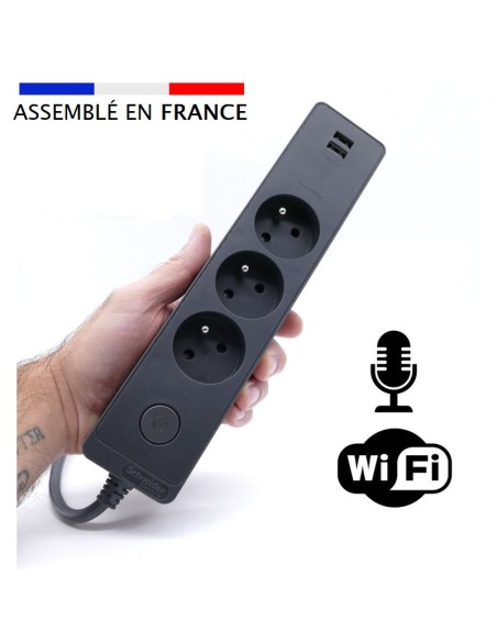 Micro espion WiFi écoute directe et enregistrement dans une multiprise 3P