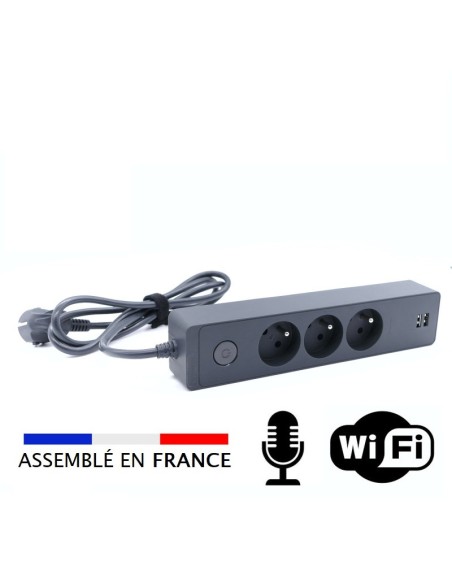 Micro espion WiFi écoute directe et enregistrement dans une multiprise 3P