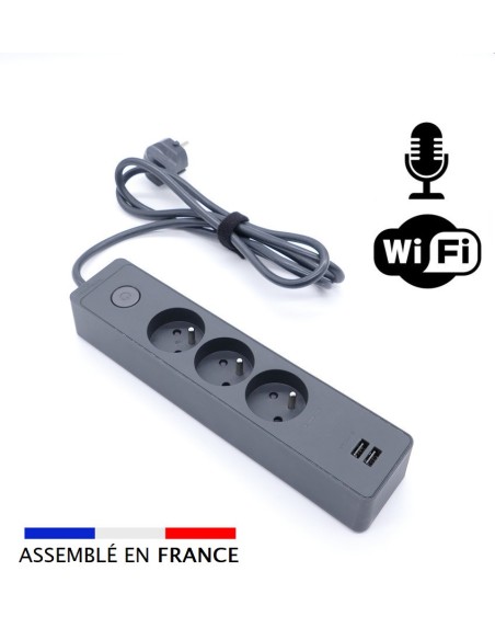 Micro espion WiFi écoute directe et enregistrement dans une multiprise 3P