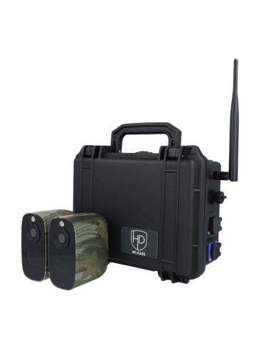   Kit vidéosurveillance 4G LTE mobile autonome avec 2 caméras WiFi 4MP 2K