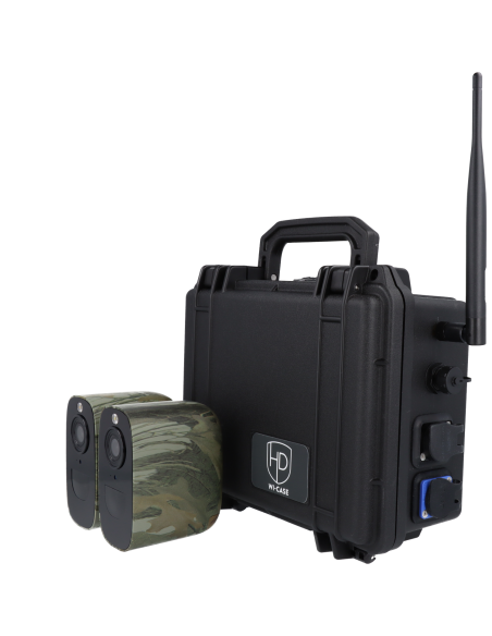 Kit vidéosurveillance 4G LTE mobile autonome avec 2 caméras WiFi 4MP 2K