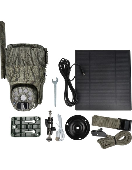 Caméra 4G PTZ motorisée camo avec batterie longue autonomie solaire